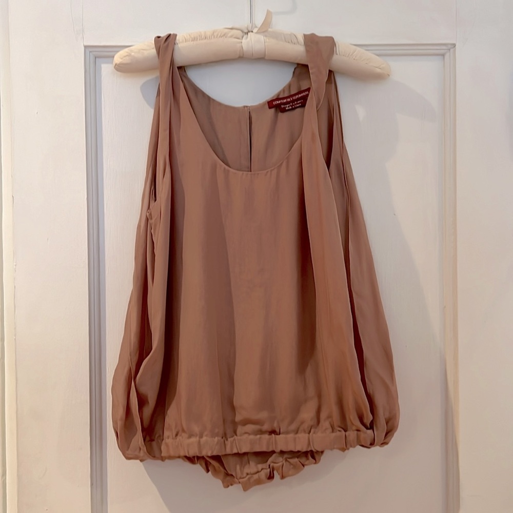 Dusty rose silk drape sleeveless top